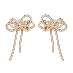 UR fashion color Pearl earrings ethnic style bow ear stud