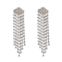 fashion long style diamond earrings geometry earring claw diamond tassel woman