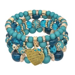 occidental style exaggerating Bohemia Peach heart four layer crystal bracelet ..
