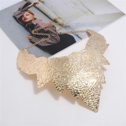 occidental style exaggerating  Metal textured surface frosting leaves Leaf nec..