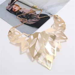 occidental style exaggerating hollow leaves necklace Metal necklace Collar wom..