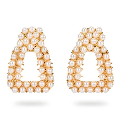 occidental style fashion Alloy embed Pearl earrings  temperament personality all-Purpose earrings Earring woman F
