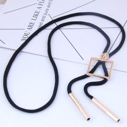  occidental style trend  concise Metal square all-Purpose black rope long neck..
