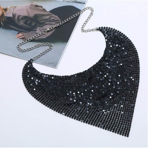 triangle aluminum scarves detachable collar necklace woman personality exaggerating Metal clavicle short necklac