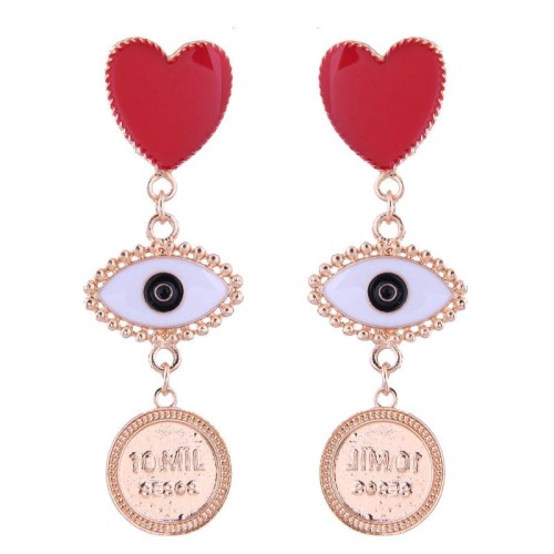 occidental style fashion  Metal color love eyes coin temperament exaggerating ear stud