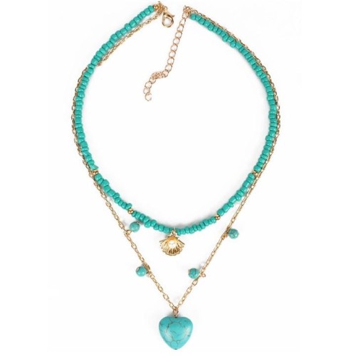 occidental style  personality love pendant all-Purpose short style chain  beads turquoise necklace woman