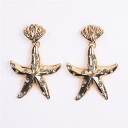 occidental style exaggerating Metal geometry Five-pointed star earrings fashio..