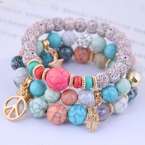 occidental style trend  Bohemia noble wind concise all-Purpose more elements pendant temperament multilayer bracelet