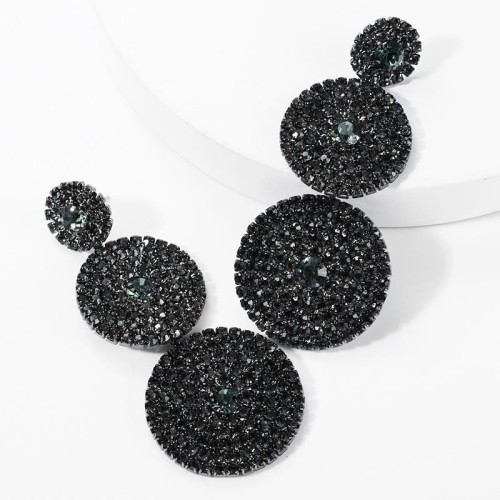 occidental style exaggerating multilayer Round diamond glass diamond Rhinestone fully-jewelled earrings woman su