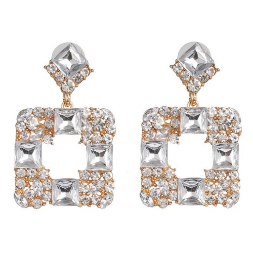 occidental style fashion earrings geometry glass diamond exaggerating earring