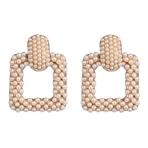 occidental style fashion exaggerating earring temperament geometry big earrings high-end embed Pearl