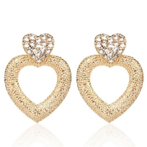 occidental style love earrings  personality Alloy diamond retro wind hollow Earring ear stud woman F
