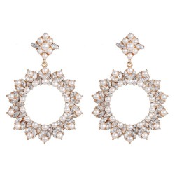 UR fashion beautiful Pearl Rhinestone earrings occidental style wind earring h..