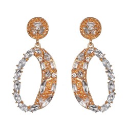  occidental style personality geometry ear stud color diamond mosaic glass exa..