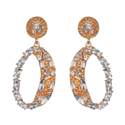  occidental style personality geometry ear stud color diamond mosaic glass exaggerating