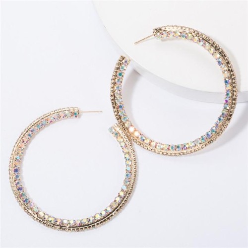 occidental style personality big circle Alloy diamond Rhinestone fully-jewelled earrings woman personality super