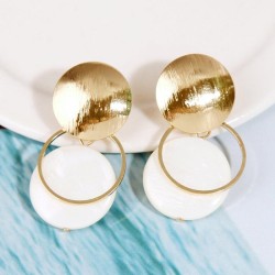trend geometry Alloy Shells earrings woman  occidental style Round temperament..