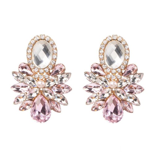 occidental style ear stud high-end glass diamond earrings super geometry Earring