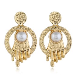 occidental style fashion fashion exaggerating gold embed Pearl big short style..