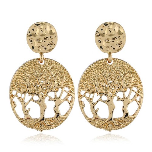 occidental style fashion fashion exaggerating gold Life tree geometry hollow earrings woman
