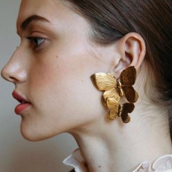 earrings Metal textured two butterfly earrings woman occidental style trend al..