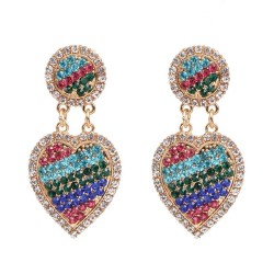 UR classic Peach heart fully-jewelled earrings occidental style trend super ea..