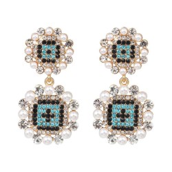UR new fashion colorful diamond earrings brilliant temperament Pearl earring o..