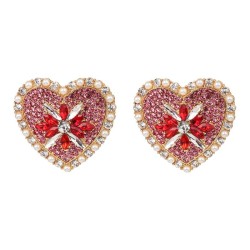  occidental style creative heart-shaped earrings earring color diamond ear stud personality all-Purpose woman