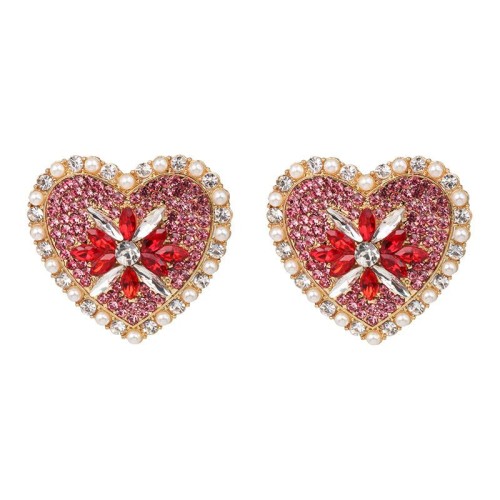  occidental style creative heart-shaped earrings earring color diamond ear stud personality all-Purpose woman