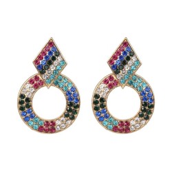  occidental style creative brief Round earrings earring color diamond ear stud personality all-Purpose woman