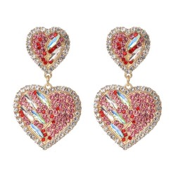  occidental style creative heart-shaped earrings earring color diamond ear stud personality all-Purpose woman