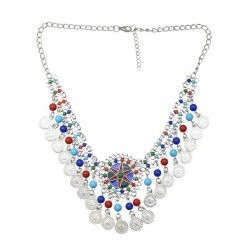 coin tassel clavicle chain  travel Bohemia color Beads necklace
