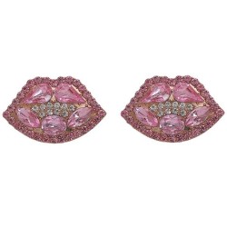embed fully-jewelled lips earrings occidental style exaggerating summer creative