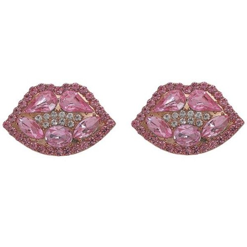embed fully-jewelled lips earrings occidental style exaggerating summer creative