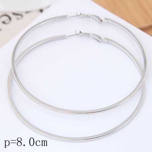 80mm fine  Korean style fashion  Metal concise surface personality temperament ear stud buckle circle