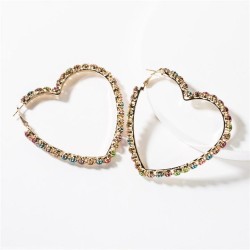 occidental style heart-shaped Rhinestone fully-jewelled earrings woman tempera..