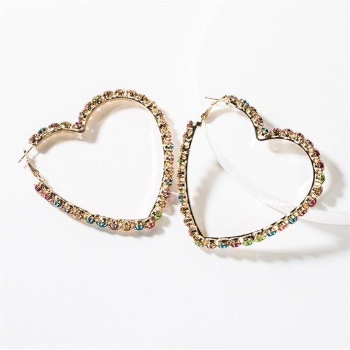 occidental style heart-shaped Rhinestone fully-jewelled earrings woman temperament super Earringearrings