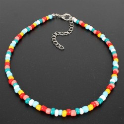 occidental style  Bohemian style short style clavicle chain color beads handma..