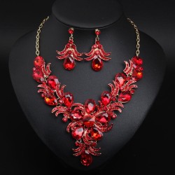   super flowers occidental style crystal necklace earrings set bride