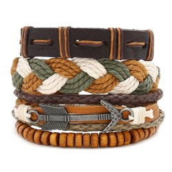retro weave Cowhide bracelet briefdiy more three real leather bracelet