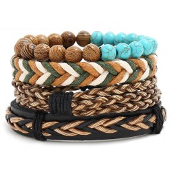 occidental style retro weave four bracelet briefdiy more leather bracelet rope