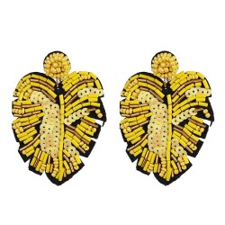 occidental style creative earrings personality brief Leaf beads ear stud woman..