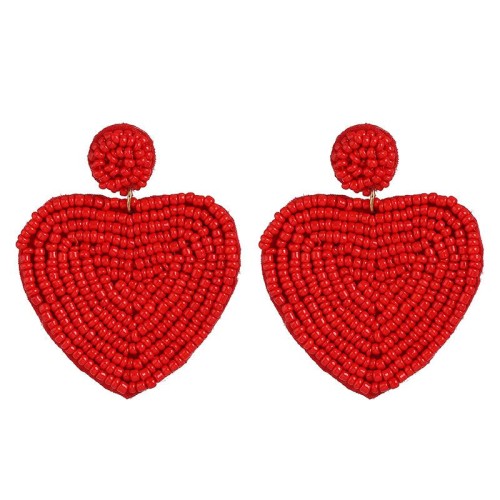  beads ear stud personality creative heart-shaped beads earrings Double surface