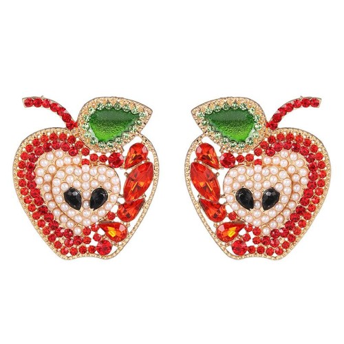  fruits apple earrings ear stud diamond personality occidental style