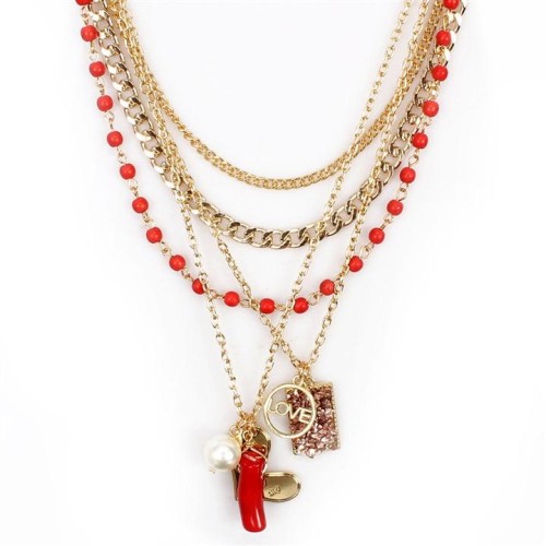 occidental style exaggerating multilayer   personality AlloyOV love retro all-Purpose sweater chain necklace woma