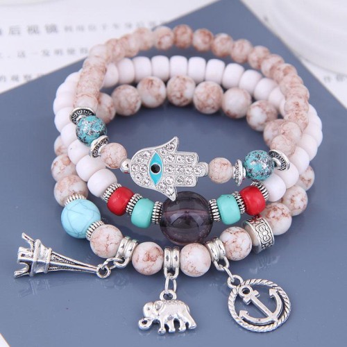 occidental style fashion trend  concise all-Purpose more elements pendant multilayer temperament bracelet