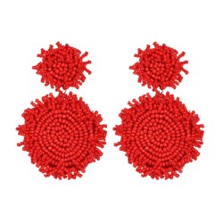 occidental style geometry Round ear stud beads tassel retro Earring fine high-..