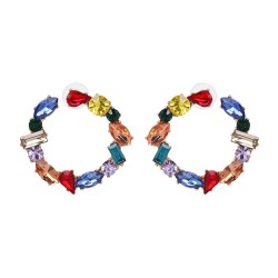  new fully-jewelled circle earrings occidental style wind lady ear stud