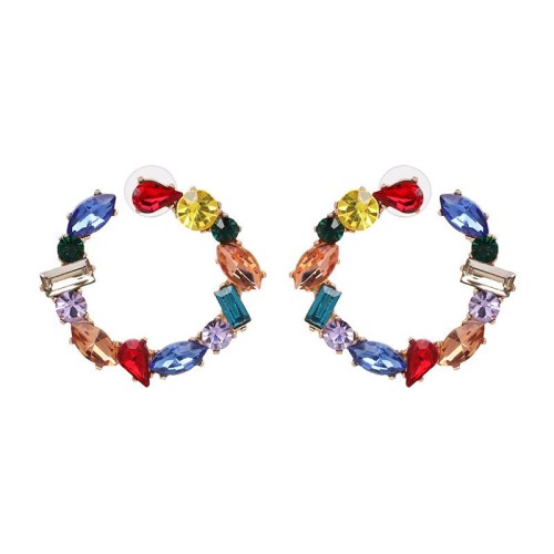  new fully-jewelled circle earrings occidental style wind lady ear stud