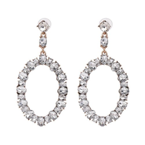  new fully-jewelled circle earrings occidental style wind lady ear stud